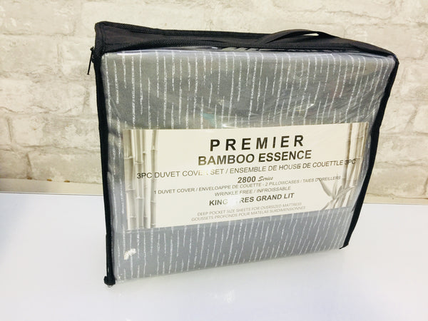 Brand new Premier Bamboo Essence 2800 Duvet Cover set, KING! GREY Print!