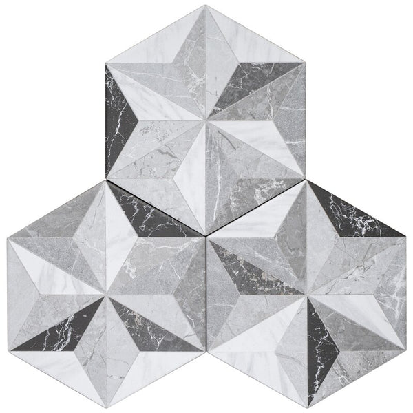 New Wayfair Iris 8" X 9" Porcelain Patterned Wall & Floor Tile in Grey Hex! covers 10 Sq. Ft! Retails $115+