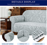 New subrtex Loveseat Slipcover 1-Piece Jacquard Damask High Stretch Furniture Protector(Light Grey Jacquard)
