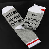 New Funny TV Show Inspired Socks Please Do Not Disturb I'm Watching Grey's Anatomy Gift for Grey's Anatomy Fans