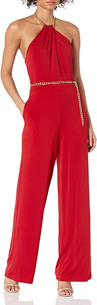 New with tags! GUESS women's Halter Madeline Key Hole Wideleg Jumpsuit, Roaring Red, Sz M! Retails $150+
