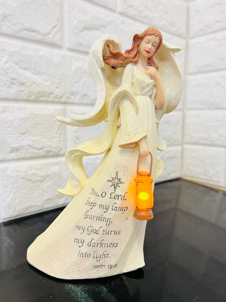 New Battery Operated Light up Guiding Light Angel Sculpture with Verse! 12 inch