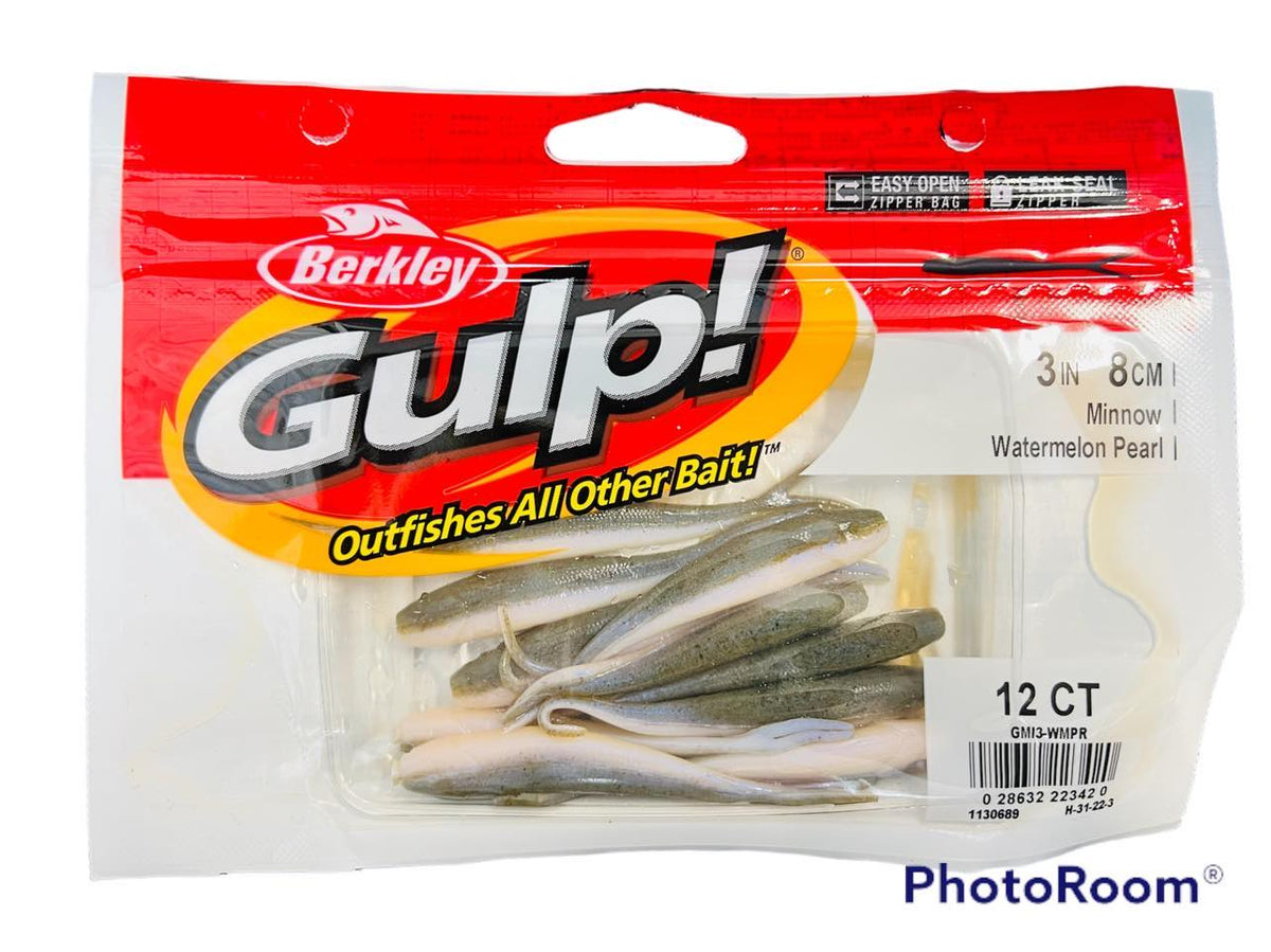 New Berkley Gulp Minnow 3" Watermelon Pearl, 12 Count! Fishing Bait