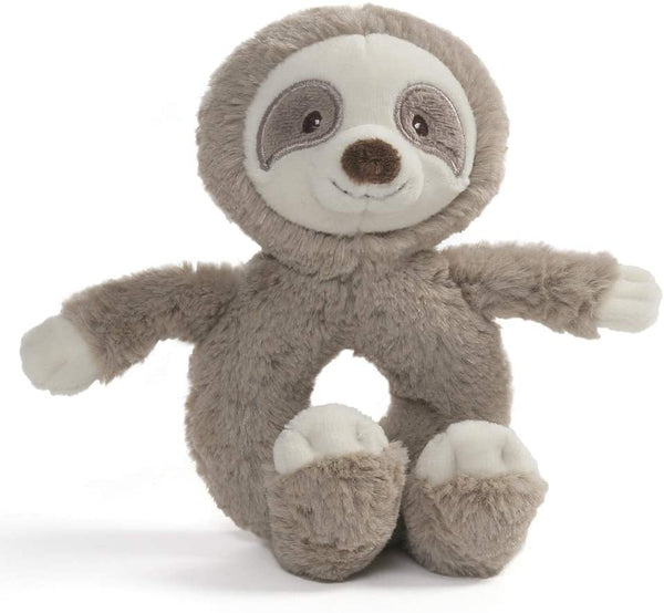 New with tags! GUND Toothpick Sloth Rattle Plush Stuffed Animal 7.5", Taupe! Age 0+