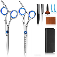 New Hair Cutting Scissors Kits, 9 Pcs Stainless Steel Hairdressing Shears Set Professional Thinning Scissors For Barber/Salon/Home/Men/Women/Kids/Adults