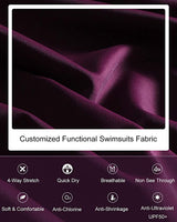 New HAIVIDO Women's V Neck Tankini Set Criss Cross Back Tankini Top with Bikini Bottom Two Piece Bathing Suit in Burgundy, Sz L! Retails $80+