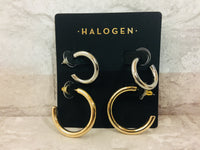 Brand new Nordstrom Item! Women's 2 pair silver & gold tone Hoops! Great Quality by Halogen! Retails $45+