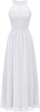 Women's Sleeveless Halter Floral Lace Formal Dress Cocktail Party Dress Bridesmaid Dress, IN WHITE! Size XS