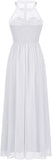 Women's Sleeveless Halter Floral Lace Formal Dress Cocktail Party Dress Bridesmaid Dress, IN WHITE! Size XS