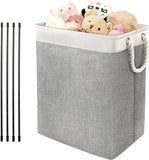 New Large Laundry Hamper with Rods, SUPTMAX Foldable Laundry Basket Storage Bins for Clothes Blankets Books (Beige+Grey)