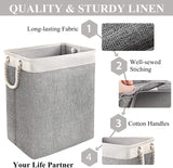 New Large Laundry Hamper with Rods, SUPTMAX Foldable Laundry Basket Storage Bins for Clothes Blankets Books (Beige+Grey)