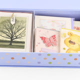 Set of 30 Custom Hand Crafted All Occasion Greeting Cards with Keepsake Box (Lilac)