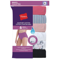 New in package! Hanes Womens Cool Comfort Cotton Brief Panties 6-Pack Briefs, assorted colours, Sz S!