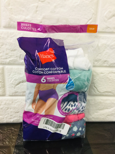 New women's Hanes cotton comfort 6 pack briefs, Sz S