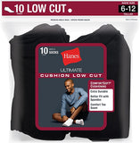 New Hanes Men's 10 Pack Ultimate Low-Cut Socks, Black, (Shoe Size 6-12)
