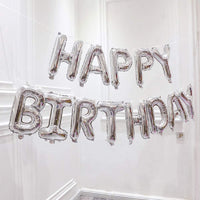 16 inch Happy Birthday Balloons Silver Balloon Banner Aluminum Foil Letters Banner Balloons for Kids Adults Party Supplies and Birthday Decorations