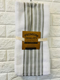 New Premium Quality Kitchen Towel Set Of 3 Vertical Grey by Harman Goods!