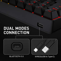 New Havit Wireless 60% Mechanical Keyboard 61 Keys Rainbow Backlit Keyboards Bluetooth 5.0/Type-C Wired Computer Keyboard with Red Switch for Multi-Devices PC Mac Laptop