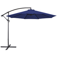 New Arlmont & Co. 10 Ft Outdoor Patio Offset Hanging Cantilever Umbrella with Crank & Cross Base in Navy!