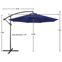 New Arlmont & Co. 10 Ft Outdoor Patio Offset Hanging Cantilever Umbrella with Crank & Cross Base in Navy!