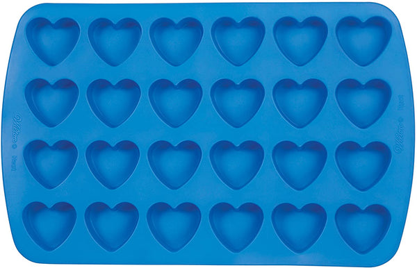 New Wilton Easy-Flex Silicone Heart Mold, 24-Cavity for Ice Cubes, Gelatine, Baking and Candy, Blue