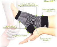 New Heel-ER Plantar Fasciitis Compression Foot Sleeves - Socks with Arch & Ankle Support - Brace for Heel Pain Relief, Spur, Sore Feet for Men & Women, Sz L/XL