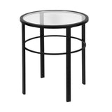 Henn&Hart Metal Double Circular Side Table in hand crafted Black and Bronze Finish & Tempered glass top! Retails $210+