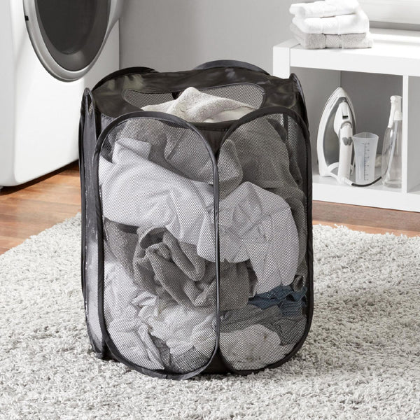 New Mainstays Hexagon Pop-Up Hamper, folds flat when not in use, holds up to 3 loads!