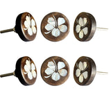 New Wayfair Item! Hibiscus Wooden Cabinet Knob ( Set Of 6 ) Beautiful great quality Over-sized 1 5/8" Diameter Round knob, wood with shell inlay, 6 Pack!