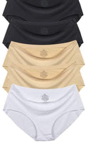New Agdoizry 5 Pack Women's No Show Hiphugger Panties, 2 Black,  2 beige, 1 white, Sz M! Smooth under clothes!