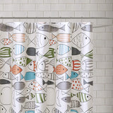 New HipStyle - Sardinia - Modern Multi-color Fish - Cotton Printed - Designer Shower Curtain - 72" x 72" - Machine Washable