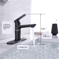 HMEGAO Single Handle Bathroom Sink Faucet Matte Black with cUPC Supply Hose,10 Inch Deck Plate,NEOPERL Bubbler and Lead-free Copper Vanity, Retails $323+