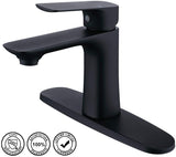 HMEGAO Single Handle Bathroom Sink Faucet Matte Black with cUPC Supply Hose,10 Inch Deck Plate,NEOPERL Bubbler and Lead-free Copper Vanity, Retails $323+