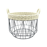 New hometrends Black Iron Wire Basket with Woven Rope 17.3 " Diameter