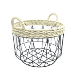 New hometrends Black Iron Wire Basket with Woven Rope 17.3 " Diameter