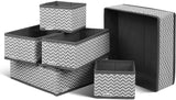 New HOMFA Closet Drawer Organizer Foldable Fabric Cloth Storage Cubes Basket for Underwear, Bras, Socks, 6 Pack Stripe(3 Size)