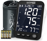 New HOMIEE Upper Arm Digital Blood Pressure Monitor, One-Button Switch 2 Users Automatic Blood Pressure Machine for Home Use , 5" LCD Display & 22-42CM Large Arm Cuff , 2x90 Memory, 4 AAA Batteries Included, Black
