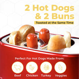 New in box! Nostalgia 2 Slot Hot Dog and Bun Toaster with Mini Tongs, Hot Dog Toaster Works with Chicken, Turkey, Veggie Links, Sausages and Brats, Retro Red