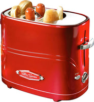 New in box! Nostalgia 2 Slot Hot Dog and Bun Toaster with Mini Tongs, Hot Dog Toaster Works with Chicken, Turkey, Veggie Links, Sausages and Brats, Retro Red