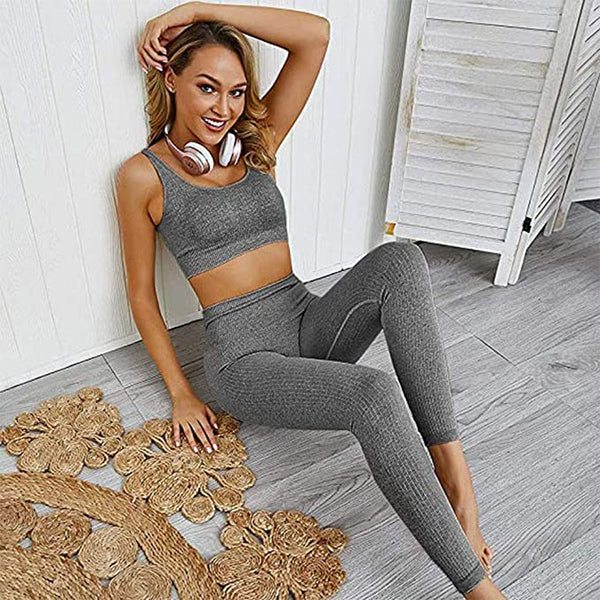 Buy Women's Workout Outfit 2 Pieces Seamless Yoga Leggings with