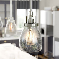 New Wayfair Brushed Nickel Houon 1 - Light Single Bell Pendant! Retails $213+