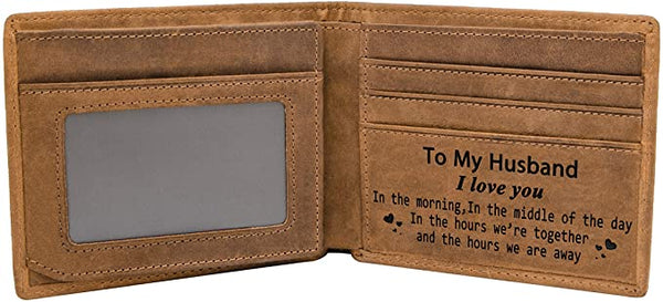 New in gift box! Engraved Genuine Leather Men Wallet-The Perfect Personalized Wallets To Husband, Great Valentine's Day Gift