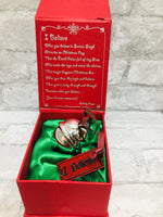 Brand new in Keepsake box with verse! I Believe Bell Ornament with Red Metal I Believe Hanger !