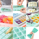New FDA Standard BPA Free Easy Release Flexible 2 Pack Silicone Trays Make 48 Ice Cubes,Stackable Durable with Non-Spill Lid,Perfect for Whiskey Cocktail Drinks Baby Foods (Green+Pink)