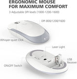 New in box! iClever GK03 Wireless Keyboard and Mouse Combo - 2.4G Portable Wireless Keyboard Mouse, Rechargeable Battery Ergonomic Design Full Size Slim Thin Stable Connection Adjustable DPI, Silver and White