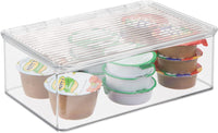 iDesign Kitchen Binz Hinged Lid Stackable Plastic Organizer Bin, 10.75 x 7.25 x 3.75 Inch, Clear