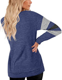 New imrusan Women's Crewneck Sweatshirts Color Block Long Sleeve Sweaters Tunic Top, Sz XL! Fits True! Nice stretchy material!