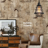New Industrial Plug in Pendant Light Vintage Hanging Cage Pendant Lighting E26 E27 Mini Pendant Light Edison Plug in Light Fixture On/Off Switch, 2 Pack!
