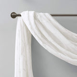 New Madison Park Irina 50x144" Diamond Sheer Embroidered Window Scarf in White