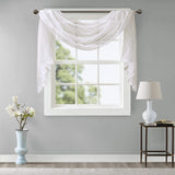 New Madison Park Irina 50x144" Diamond Sheer Embroidered Window Scarf in White